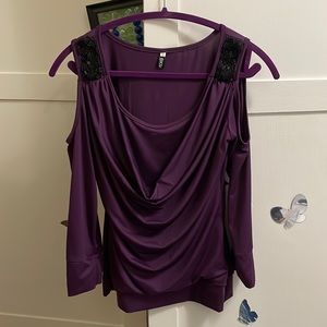 Sequin Cold Shoulder Top